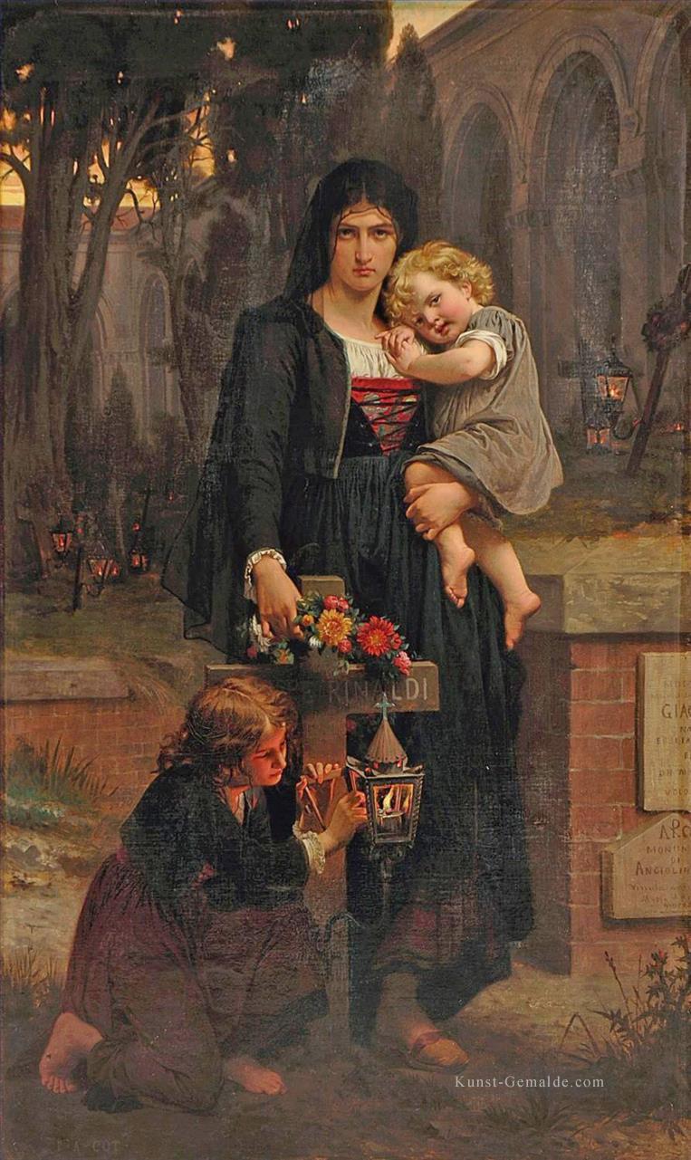 Mutter mit ihren zwei Kindern am Grab des Vaters Akademischer Klassizismus Pierre Auguste Cot Ölgemälde